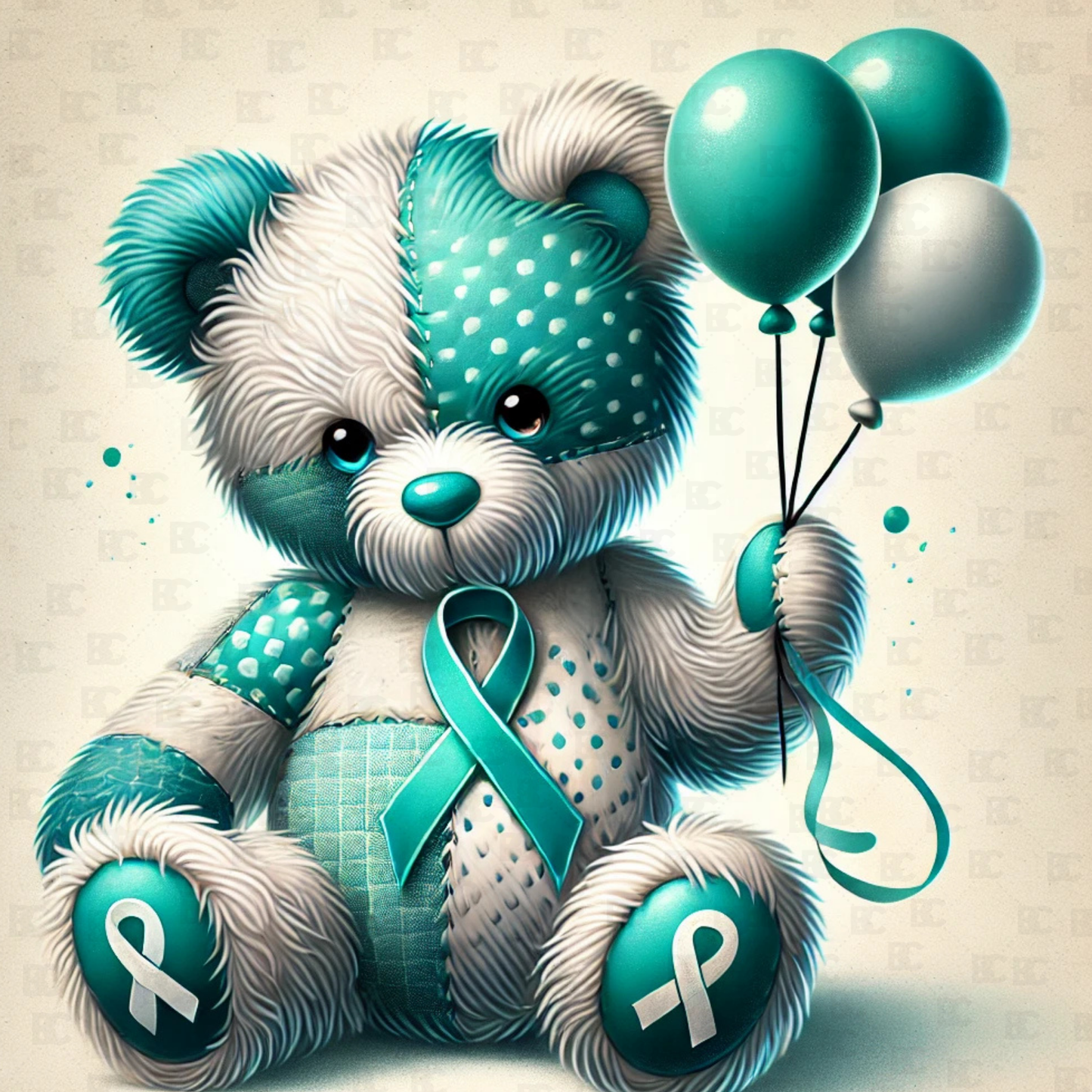 "Hope in Every Stitch: Awareness Ribbon Teddy Bear"
