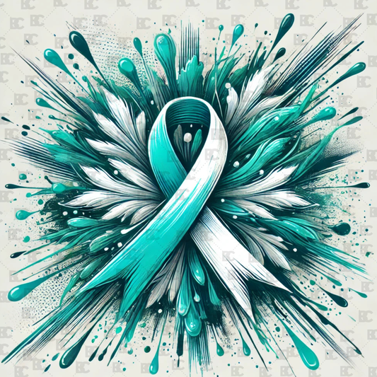 "Explosion of Hope: Awareness Ribbon Art"